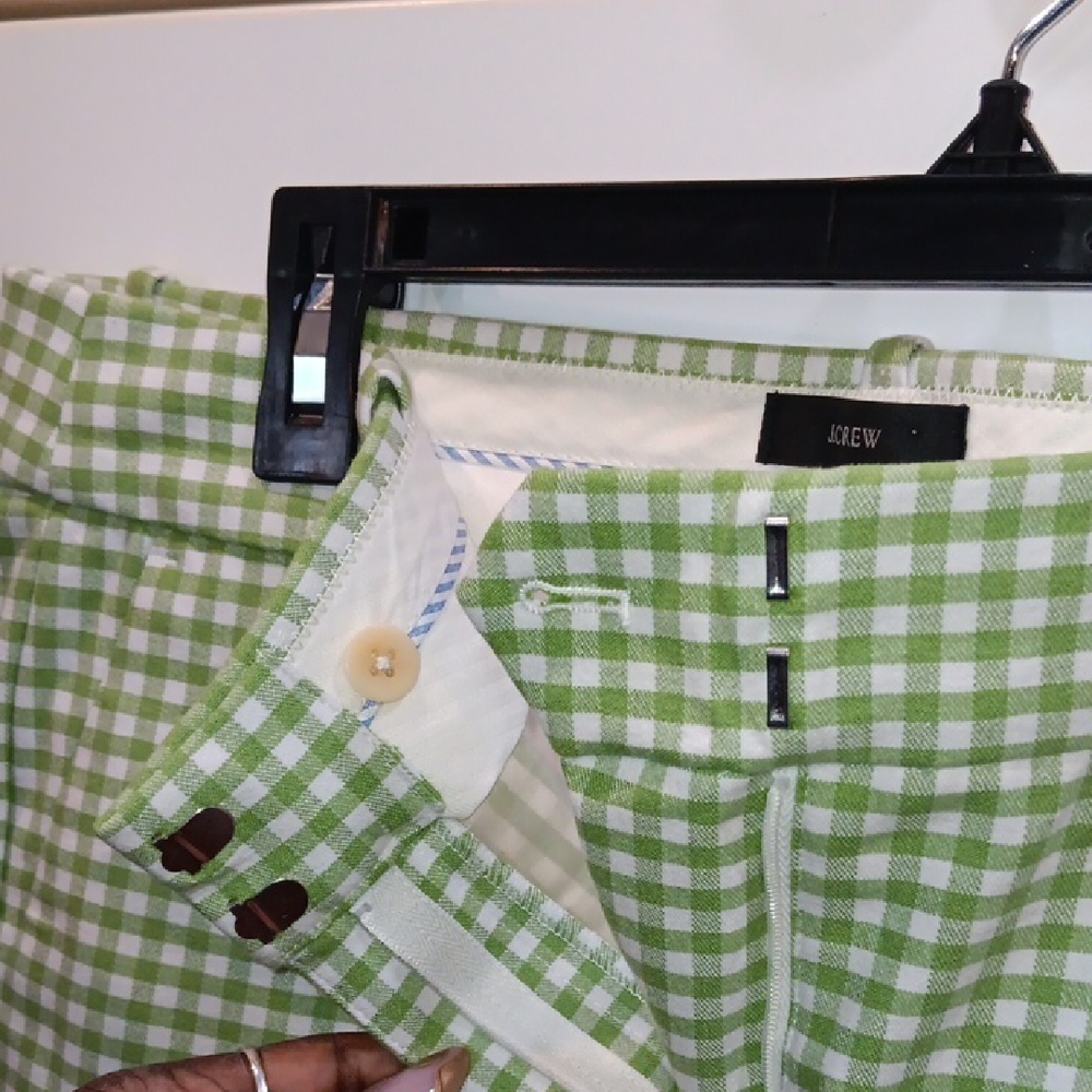 J. Crew Green Checkered Ankle Pants - Picture 9 of 11